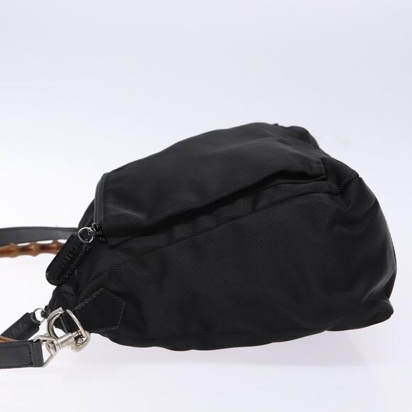GUCCI Bamboo Hand Bag Nylon Black Silver 000 2404 000 2404 - Picture 5 of 13